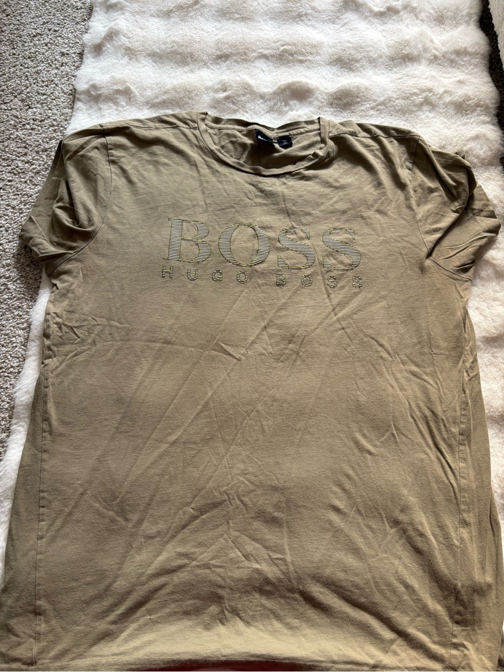 Hugo Boss Olive Green Logo Crewneck Tee